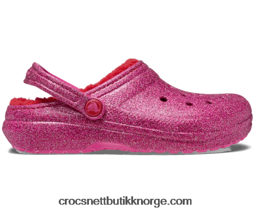 barn klassisk fôret rosa glittertresko for småbarn Crocs pepper 6802D41374