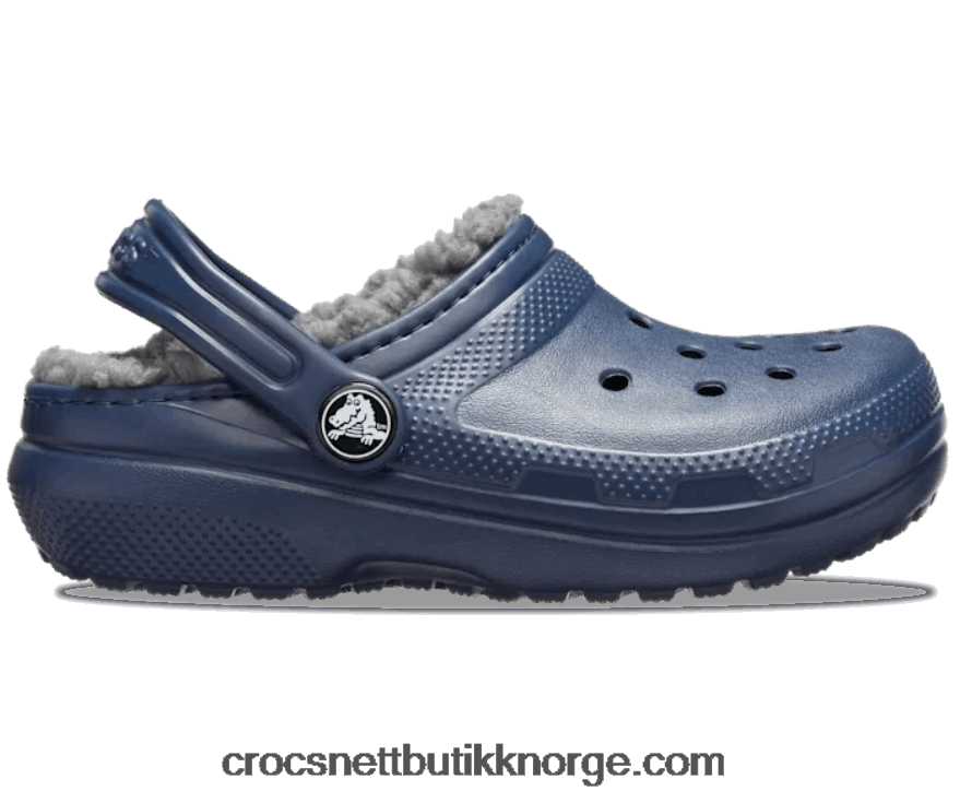 barn klassisk fôret tresko Crocs marine/kull 6802D41602