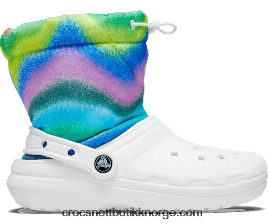 barn klassisk fôret spray dye neo puff støvel Crocs hvit/multi 6802D41441