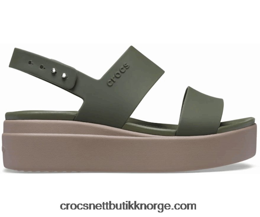 kvinner Brooklyn lav kile Crocs armygrønn/sopp 6802D4446