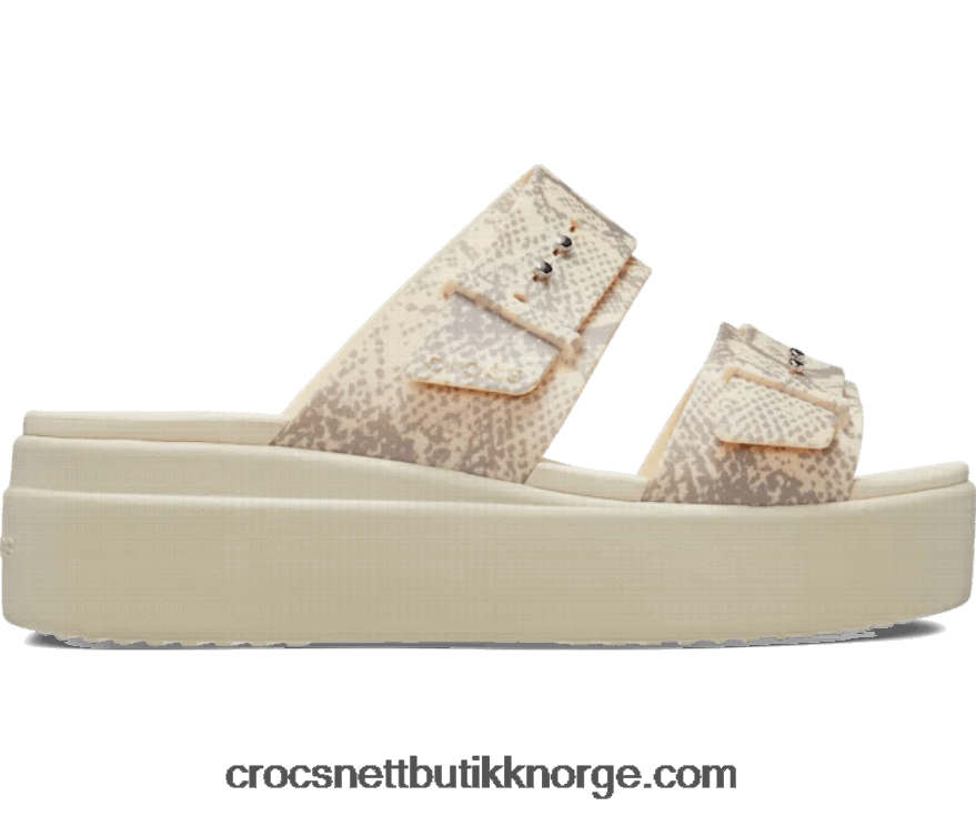 kvinner brooklyn slangetrykk spenne lav kile Crocs vanilje/multi 6802D4400