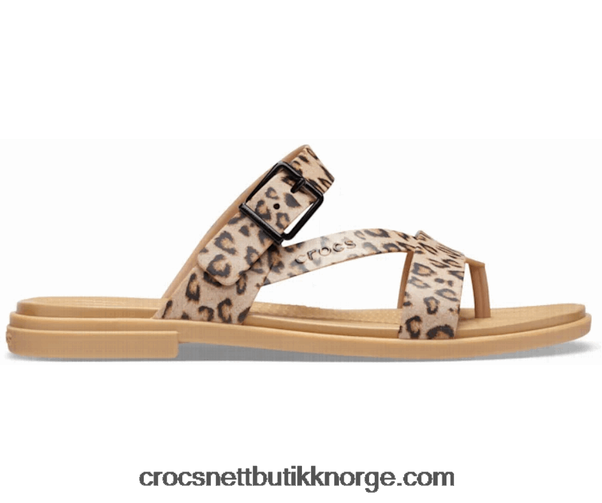 kvinner tulum tå stolpe sandal Crocs leopard/brun 6802D4528