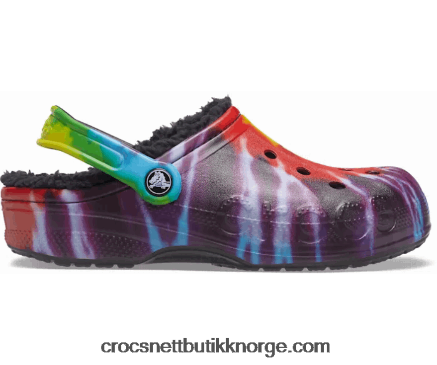 kvinner Baya-fôret tie-dye grafisk tresko Crocs multi/svart 6802D4326