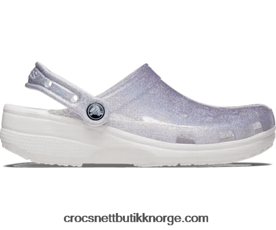 kvinner klassisk gjennomskinnelig glittertresko Crocs hvit 6802D4249