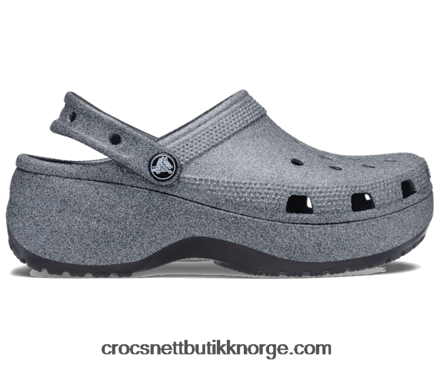 kvinner klassisk plattform glitter tresko Crocs svart 6802D4266