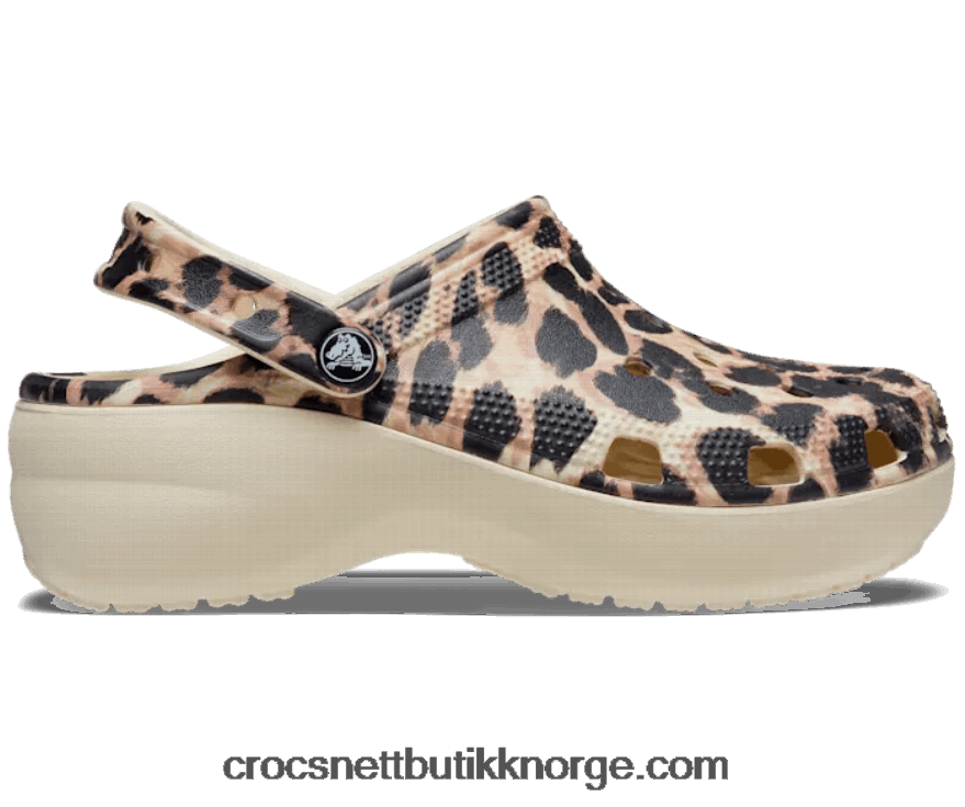 kvinner klassisk plattformdyr remix tresko Crocs bein/leopard 6802D4265