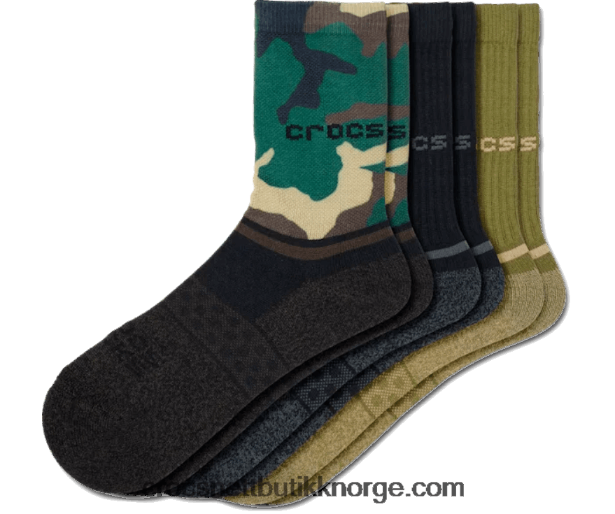 barn socks crew eviggrønne 3-pakninger Crocs svart/camo 6802D41462