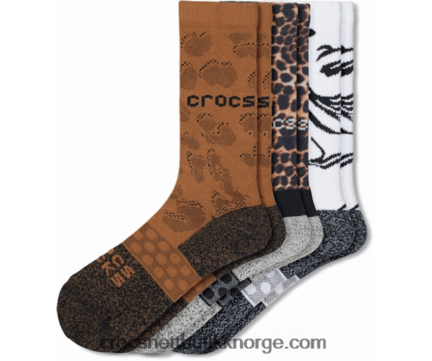 sokker voksen crew animal remix 3 pakke Crocs svart/flerdyr 6802D41245